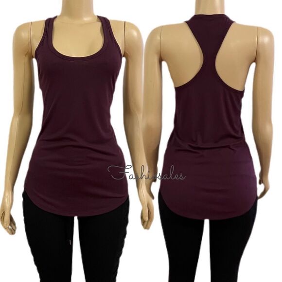 Victoria’s Secret PINK Ribbed Racerback soft tank top Wine - Picture 1 of 2